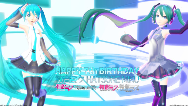Mmd Hatsune Miku 7th Anniversary 壁紙配布 オーラ日 さんのイラスト ニコニコ静画 イラスト