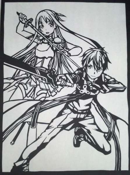 切り絵 ソードアートオンライン キリトとアスナ aaa さんのイラスト ニコニコ静画 イラスト
