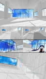 【MMDステージ】ストライプ壁ステージ