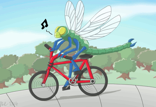 トンボが自転車に乗って うごイラ 門外漢竜 さんのイラスト ニコニコ静画 イラスト