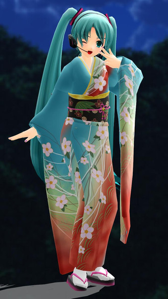 初音ミク誕生祭 振袖らぶさんで回れ 雪月花 静画3 動画cm 第13回mmd杯ex Remii さんのイラスト ニコニコ静画 イラスト