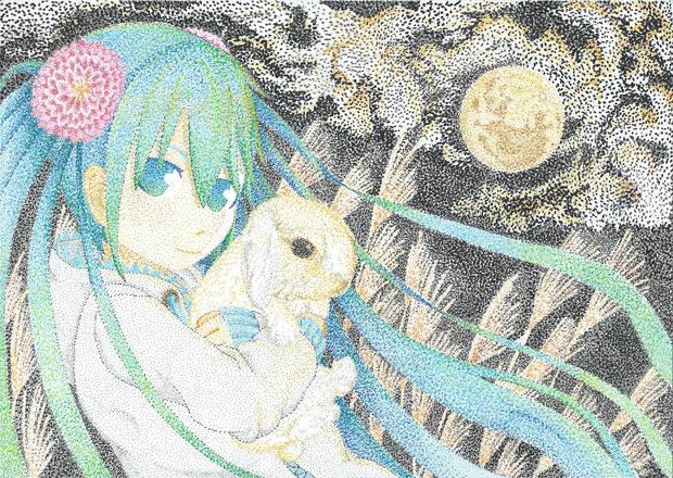 初音ミク 点描画 ほなぎ さんのイラスト ニコニコ静画 イラスト