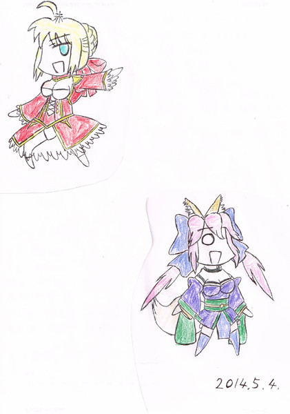 コハエースもとい 赤セイバーエースより赤セイバーとキャス狐 色付け版 あーたん さんのイラスト ニコニコ静画 イラスト