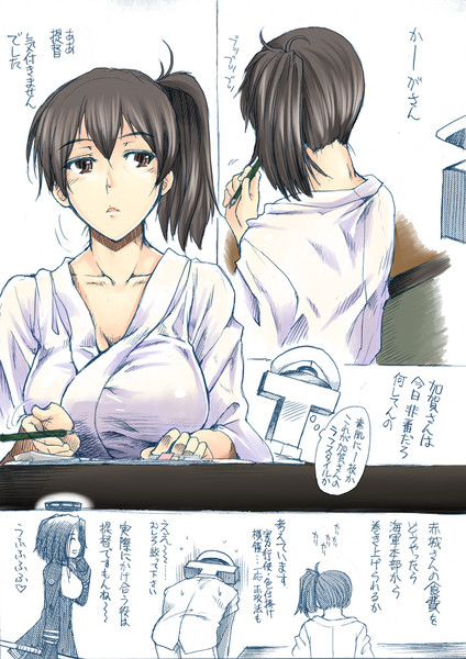 加賀さんも机で構想 有賀冬 巨乳 金髪 そして龍田 さんのイラスト ニコニコ静画 イラスト