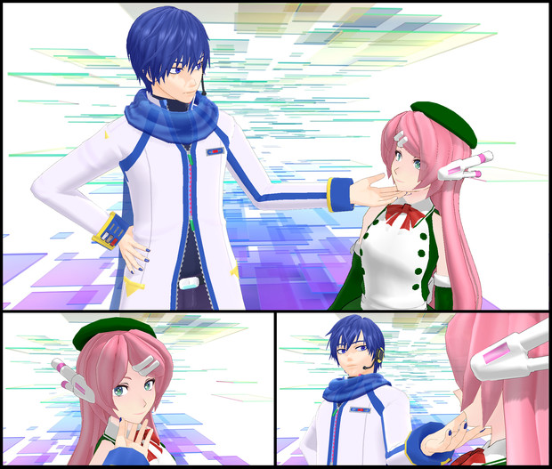 Vocaloid Kaitoとutau 桃音モモ初対面 青い地球星人１号 さんのイラスト ニコニコ静画 イラスト