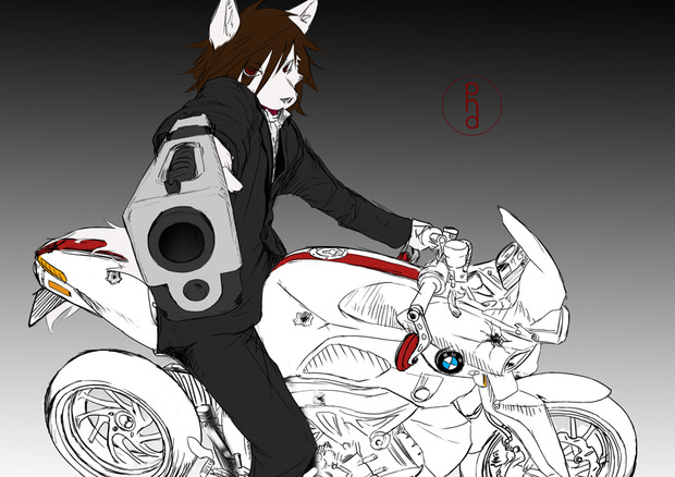 バイク乗ってる犬人間 Hilock さんのイラスト ニコニコ静画 イラスト