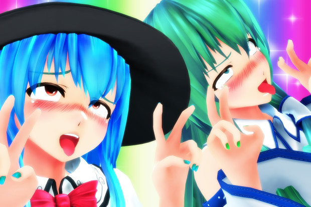 てんさなツインアヘ顔ダブルピース ゆん さんのイラスト ニコニコ静画 イラスト