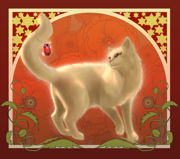 赤いケシと猫 ポエム さんのイラスト ニコニコ静画 イラスト