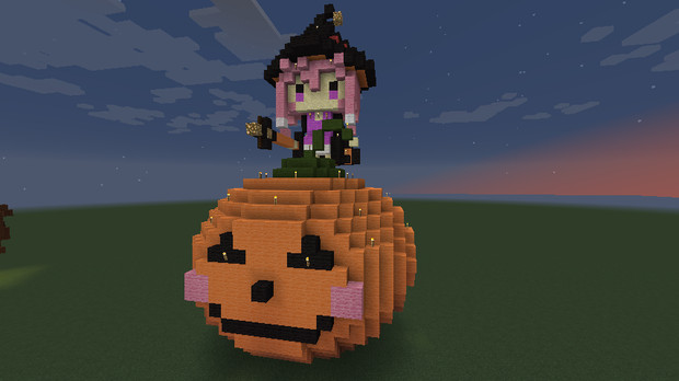 Minecraft カボチャと魔女ゆかりんっぽい何か ハロウィン 怪盗かにぱんだー さんのイラスト ニコニコ静画 イラスト