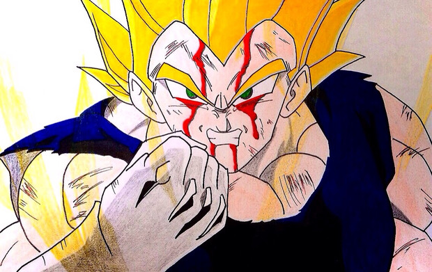 DBZセル画 ブウ(純粋)×SSベジータ