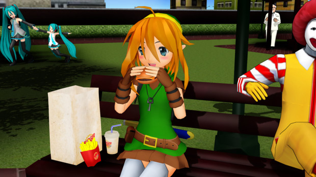リノちゃんがハンバーガーを食べているだけ