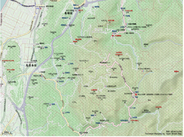 滋賀県湖東(彦根・米原・多賀)鈴鹿山脈東(霊仙山麓)の地図