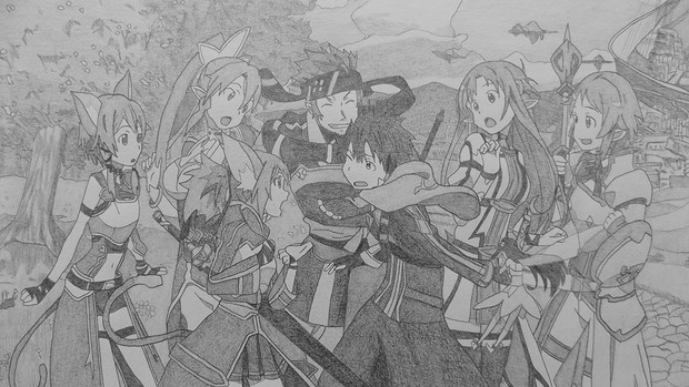 シャーペンでsao Op キャリバー編 仮想世界メンバー Animesekai1984 さんのイラスト ニコニコ静画 イラスト