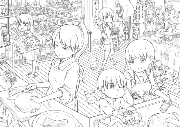 艦これ集合絵 線画完成 改名 妖精もちさん さんのイラスト ニコニコ静画 イラスト