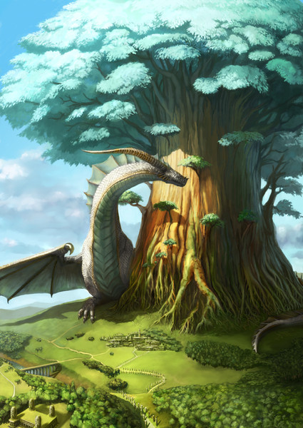 大樹を護るドラゴン