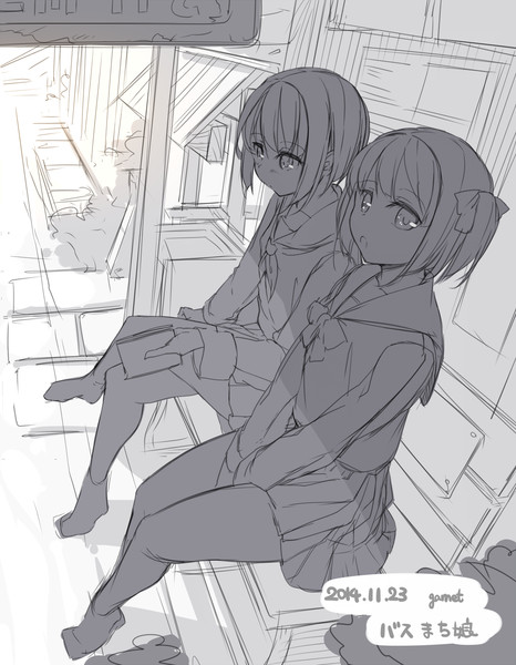 バス待ち娘 Garnet さんのイラスト ニコニコ静画 イラスト