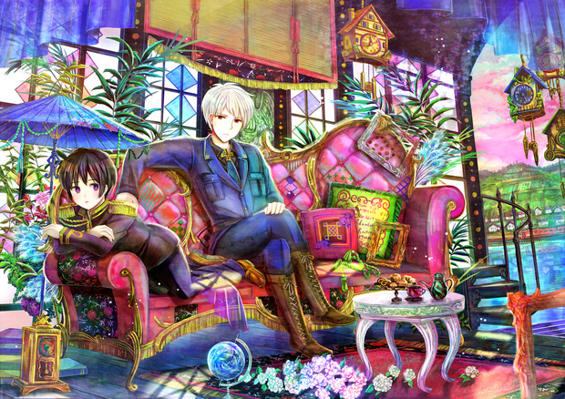 ヘタリア 菊さんとギルさん ふわふわしっぽ W さんのイラスト ニコニコ静画 イラスト