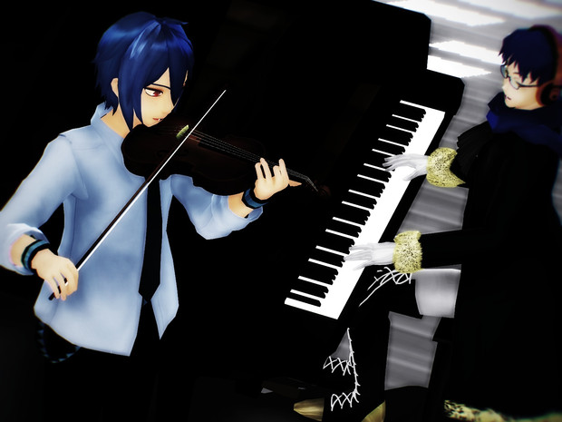 Mmd楽器選手権 ピアノとバイオリン Mahoro さんのイラスト ニコニコ静画 イラスト