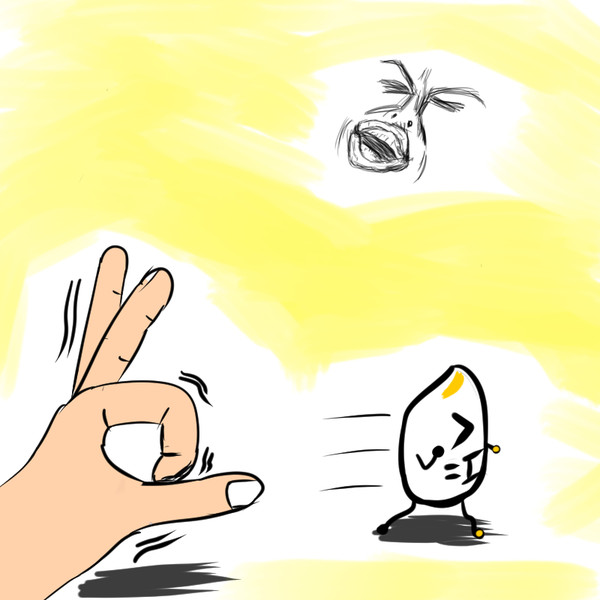 逃げる野獣洗米