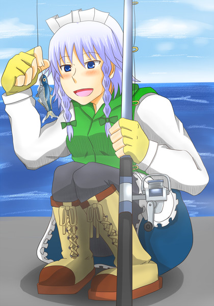 防波堤釣りをする釣りキチおばさん サイバラ さんのイラスト ニコニコ静画 イラスト