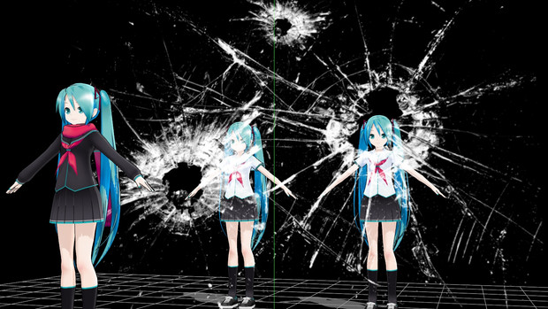 【MMDアクセサリ配布】割れガラス J3 （白・黒・赤・青の4色）