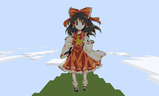Minecraft 博麗霊夢のドット絵を作ってみた 花狭間 さんのイラスト ニコニコ静画 イラスト