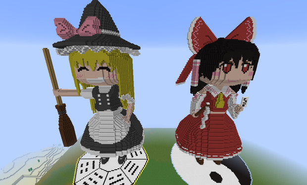 マインクラフト 霊夢と魔理沙 東方 カオナシ さんのイラスト ニコニコ静画 イラスト