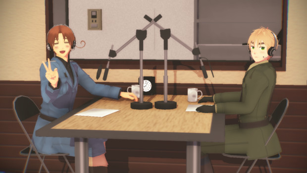 Apヘタリアmmd ヘタレと眉毛のラジオ風景 めこ さんのイラスト ニコニコ静画 イラスト