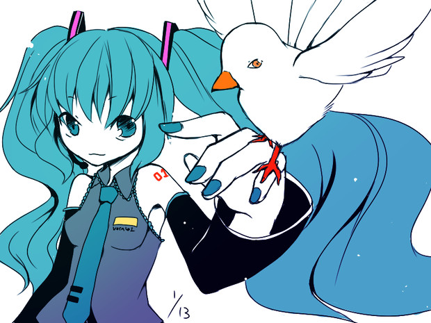 ハトっぽいのとみくさん