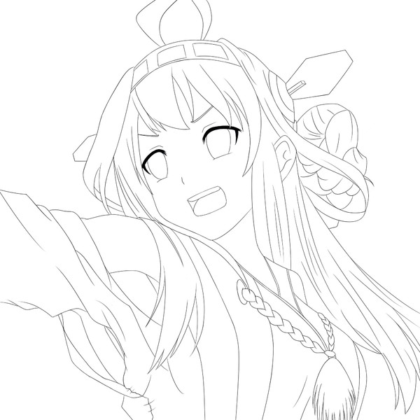 艦これ 金剛デース 誰か色塗ってクダサーィ アマさん さんのイラスト ニコニコ静画 イラスト