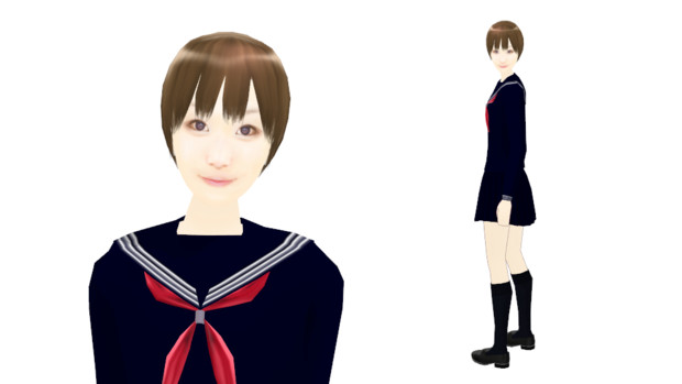 【MMDモデル配布】こんなエキストラ用モデルを作ってみた：女子学生E子（テスト版）