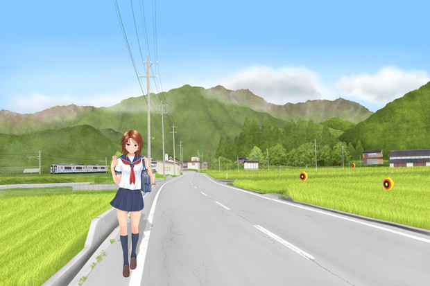 夏の通学路 Hyong04 さんのイラスト ニコニコ静画 イラスト