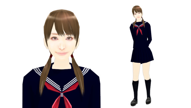 【MMDモデル配布】こんなエキストラ用モデルを作ってみた：女子学生F子