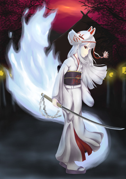 修行中 狐面の娘描いてみた かどなむ さんのイラスト ニコニコ静画 イラスト