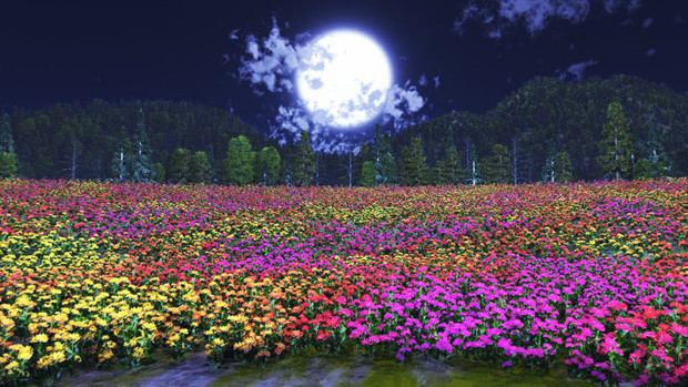 Mmdステージ配布 夜のお花畑 X1 スカイドーム 怪獣対若大将p さんのイラスト ニコニコ静画 イラスト