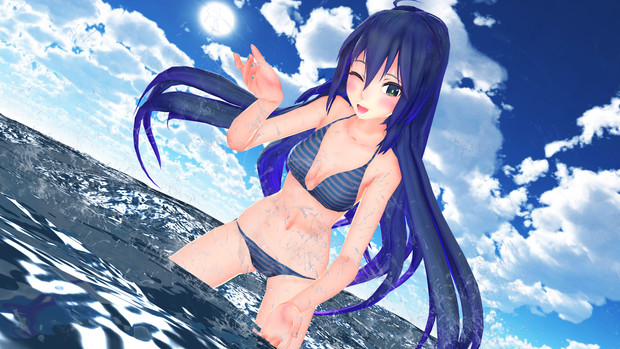 照れミクさんと水のかけっこ Chimu Max さんのイラスト ニコニコ静画 イラスト