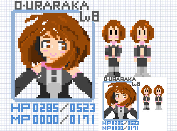 ドット絵ステータス画面風お茶子 ビビ さんのイラスト ニコニコ静画 イラスト
