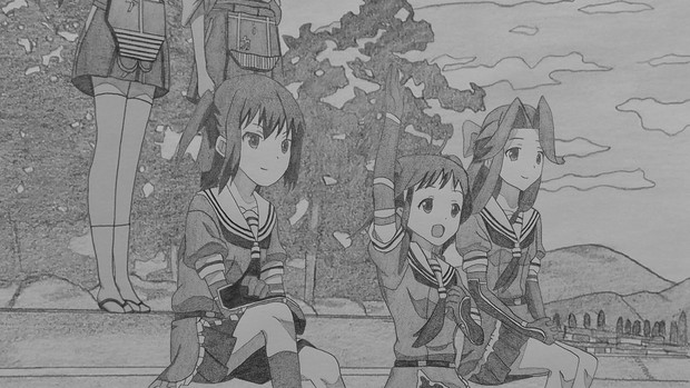 シャーペンで艦これop 背景と５人 Animesekai1984 さんのイラスト ニコニコ静画 イラスト