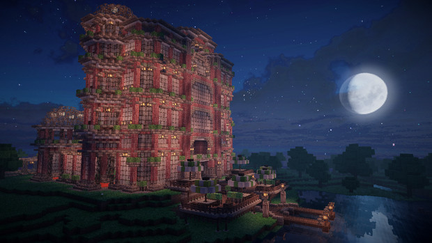 Minecraft 湖畔のホテル 英語を勉強できる街 つくりませんか かいふ さんのイラスト ニコニコ静画 イラスト
