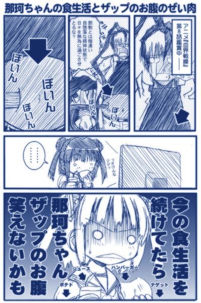 那珂ちゃんの食生活とザップのお腹のぜい肉 毛糸 さんのイラスト ニコニコ静画 イラスト
