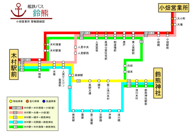 艦鉄バス鈴熊 路線図