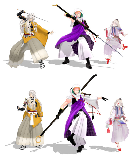 【MMD刀剣乱舞】通常、戦闘Pose配布【小狐丸、岩融、今剣】6/29修正