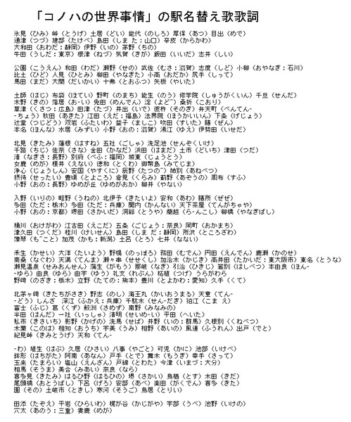 コノハの世界事情 の駅名替え歌歌詞 栃木那須 初代 さんのイラスト ニコニコ静画 イラスト