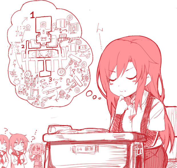 シオノメ油田攻略法を考える朝潮ちゃん ニコニコ静画 イラスト