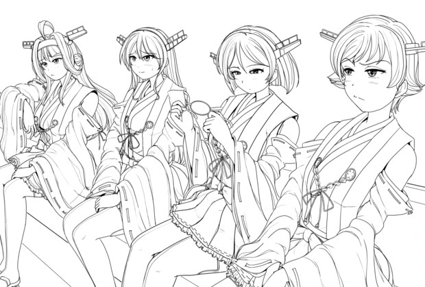 艦隊これくしょん 有名な外国人４コマ風 テンション低い金剛四姉妹 Ojyotou さんのイラスト ニコニコ静画 イラスト