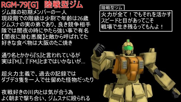 陸戦型ジムのプロフィール（ジム隊プロフィール４）