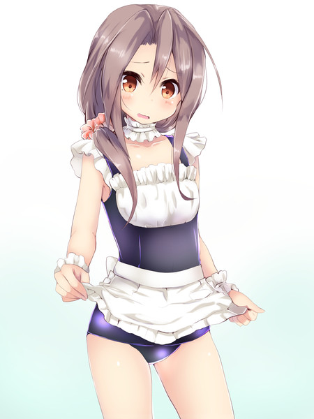 たくし上げ　スカート　三次 メイドスク水 / アマノ さんのイラスト - ニコニコ静画(イラスト)
