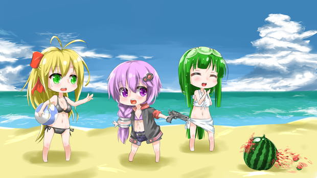 夏だ 海だ スイカ割りだ めつりん さんのイラスト ニコニコ静画 イラスト