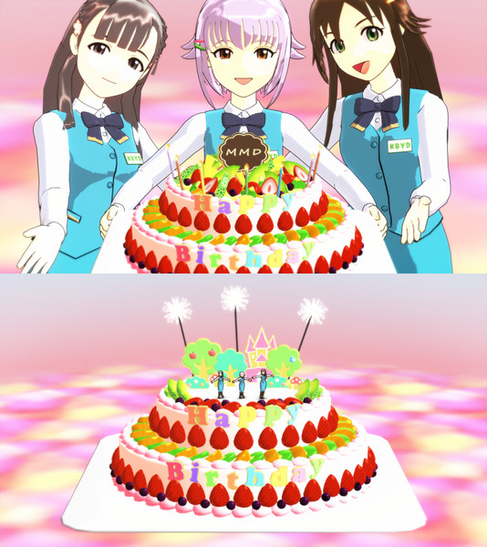 Mmd バースデーケーキ 親登録は動画へ あゆい さんのイラスト ニコニコ静画 イラスト