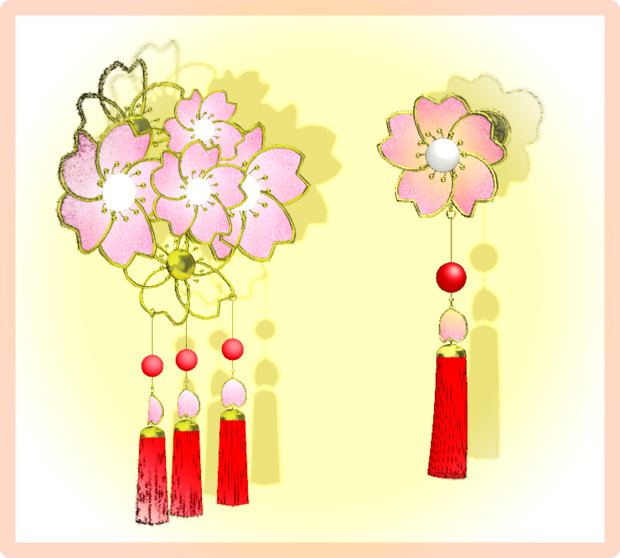 【アクセサリ配布】桜ピアス・桜簪